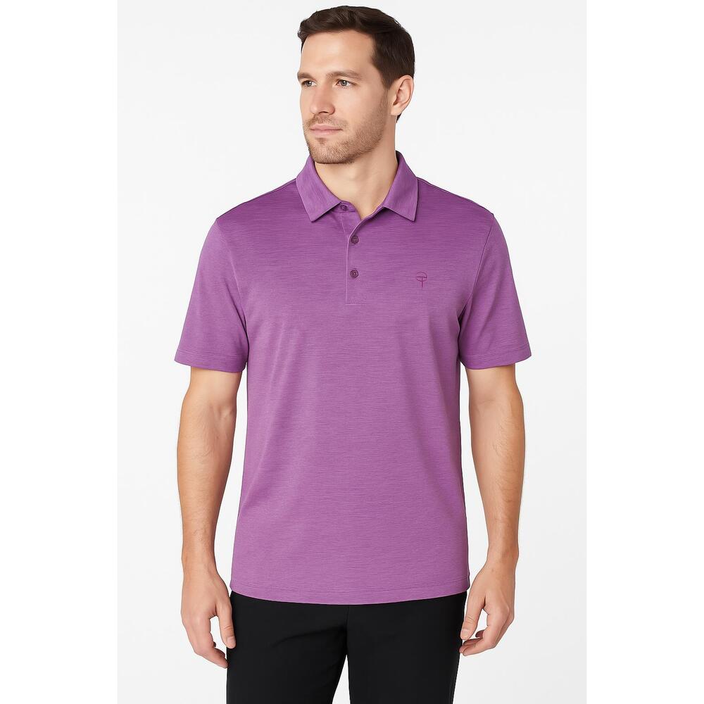 Grand Slam Purple Short Sleeve Collared Button Placket Polo‎ Shirt Shirt Large